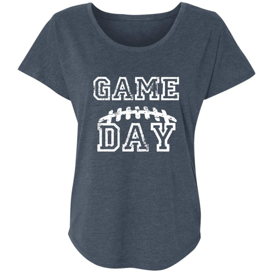 Game Day Football Laces NL6760 Ladies' Triblend Dolman Sleeve