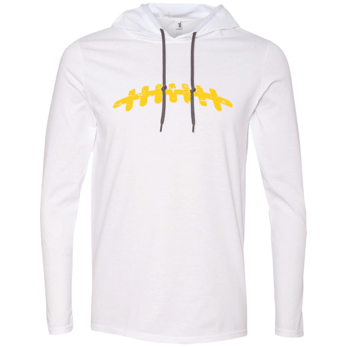 Football Laces Yellow 987 Gildan LS T-Shirt Hoodie