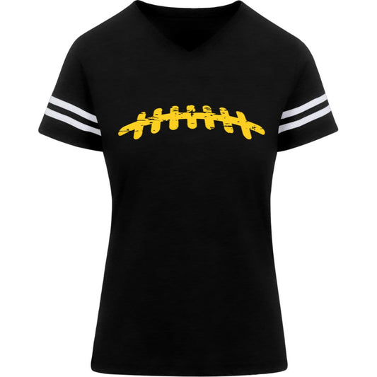 Football Laces Yellow 3537 LAT Womens Football Tee