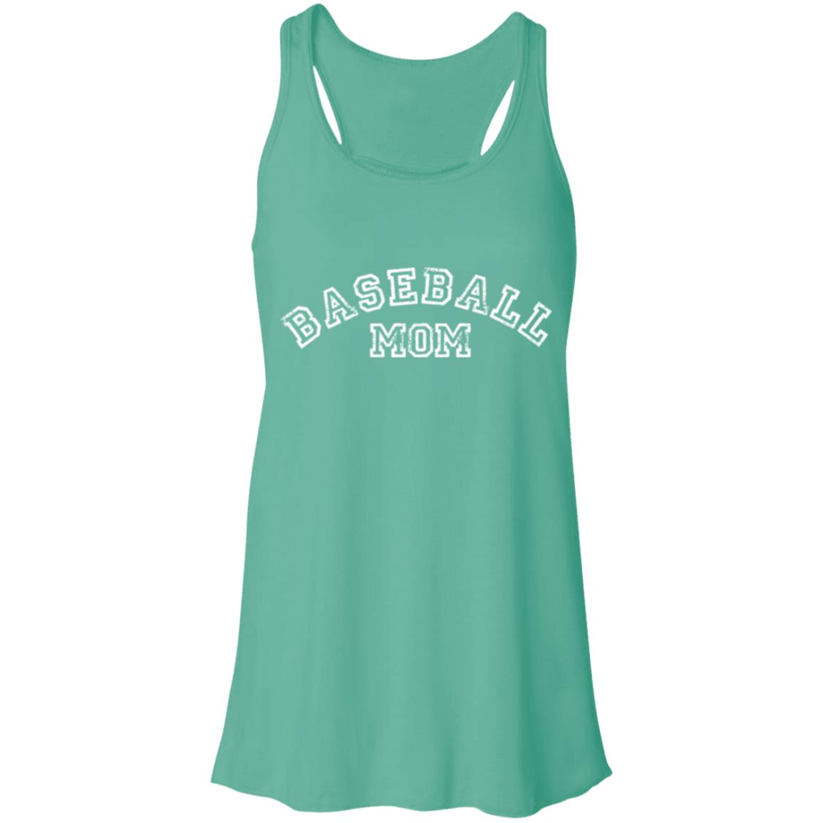 Baseball Mom Curved white B8800 Flowy Racerback Tank