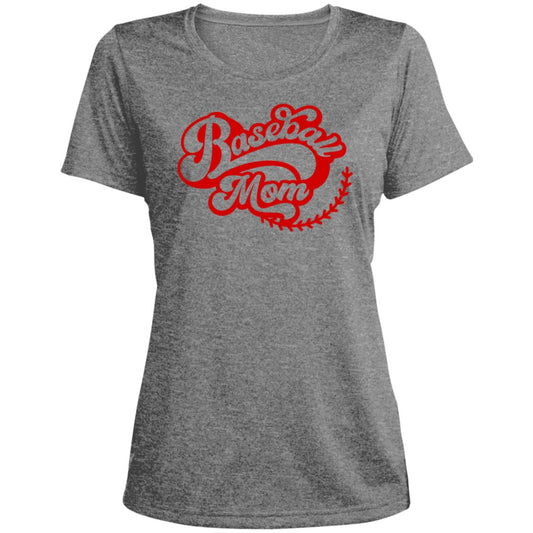 Baseball Mom design LST360 Ladies' Heather Scoop Neck Performance Tee