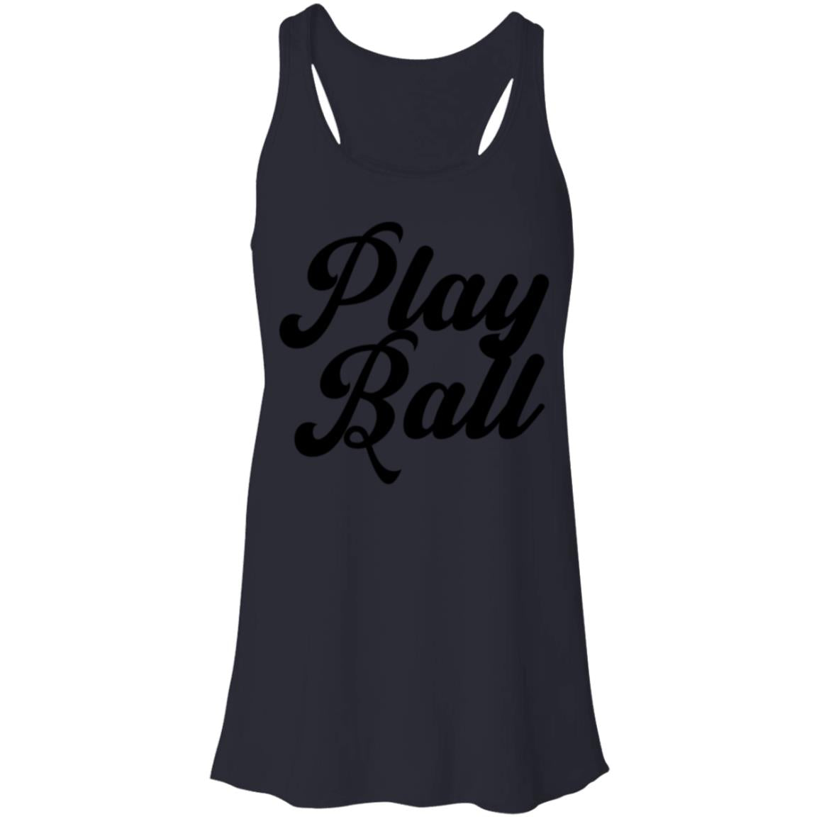 Play Ball Script black B8800 Flowy Racerback Tank