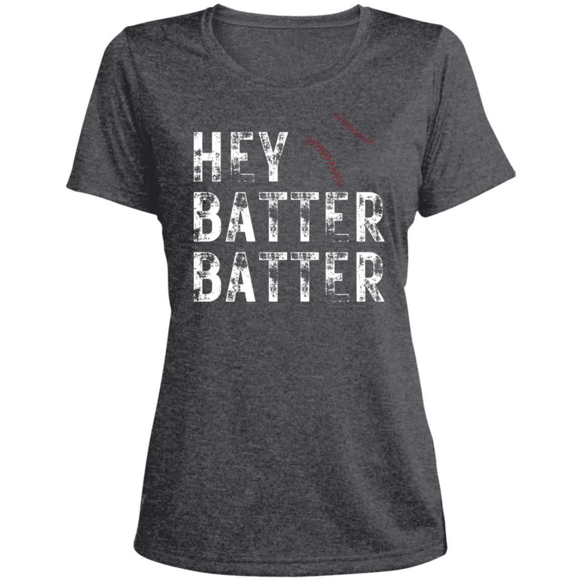 Hey Batter Batter LST360 Ladies' Heather Scoop Neck Performance Tee