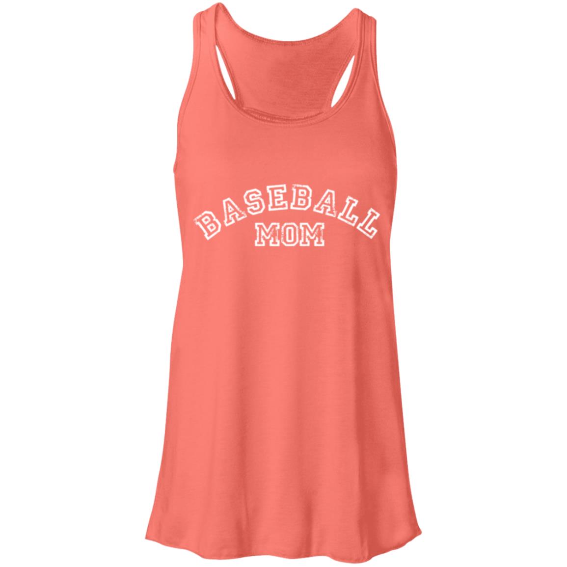 Baseball Mom Curved white B8800 Flowy Racerback Tank