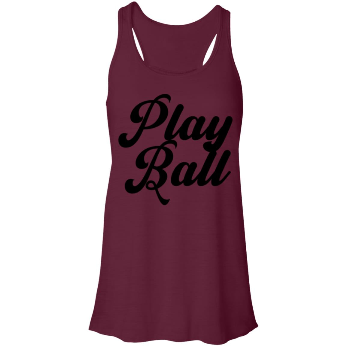 Play Ball Script black B8800 Flowy Racerback Tank