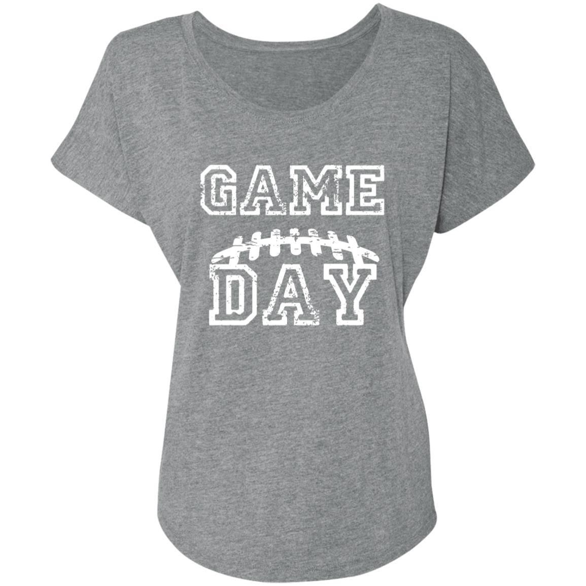 Game Day Football Laces NL6760 Ladies' Triblend Dolman Sleeve