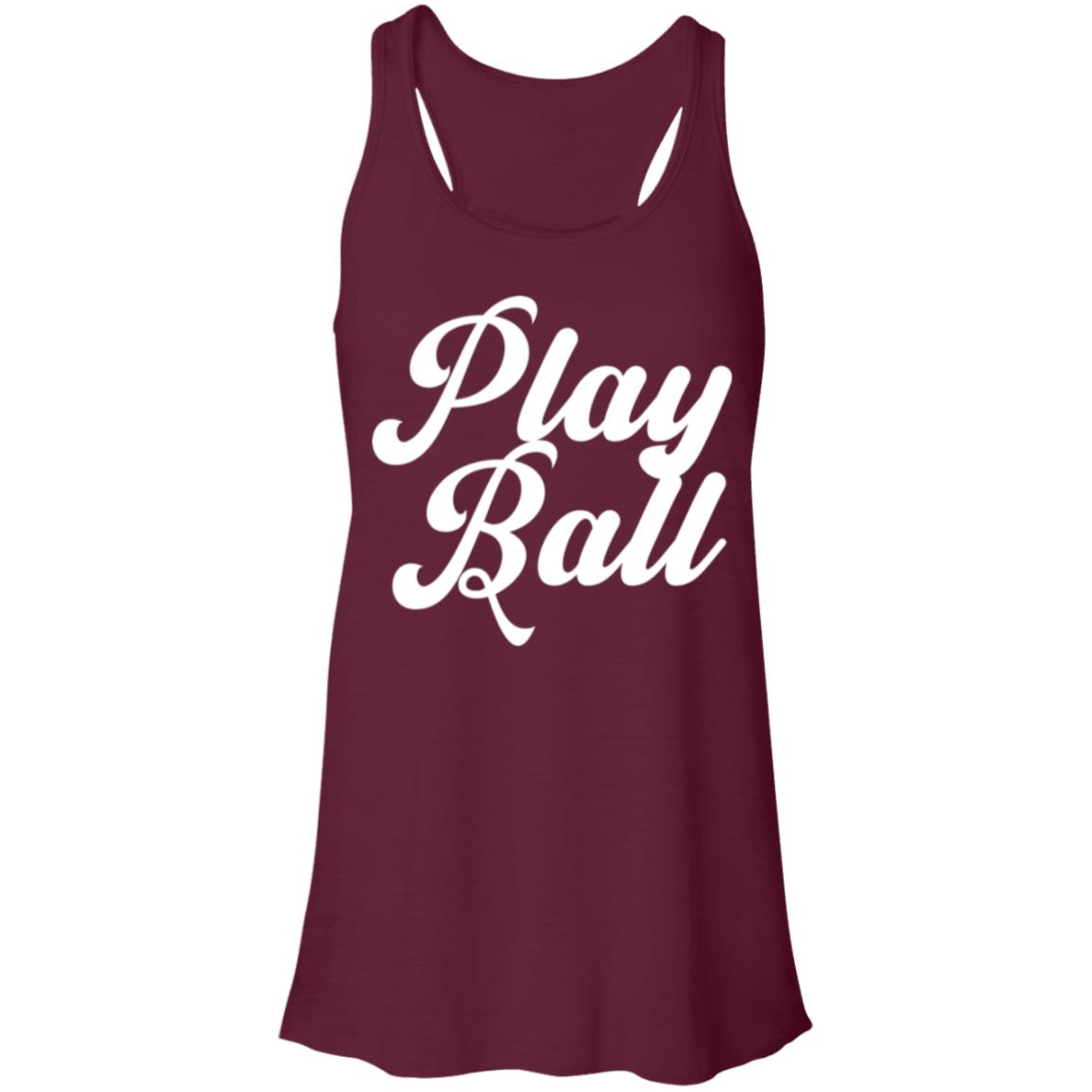 Play  Ball script white B8800 Flowy Racerback Tank