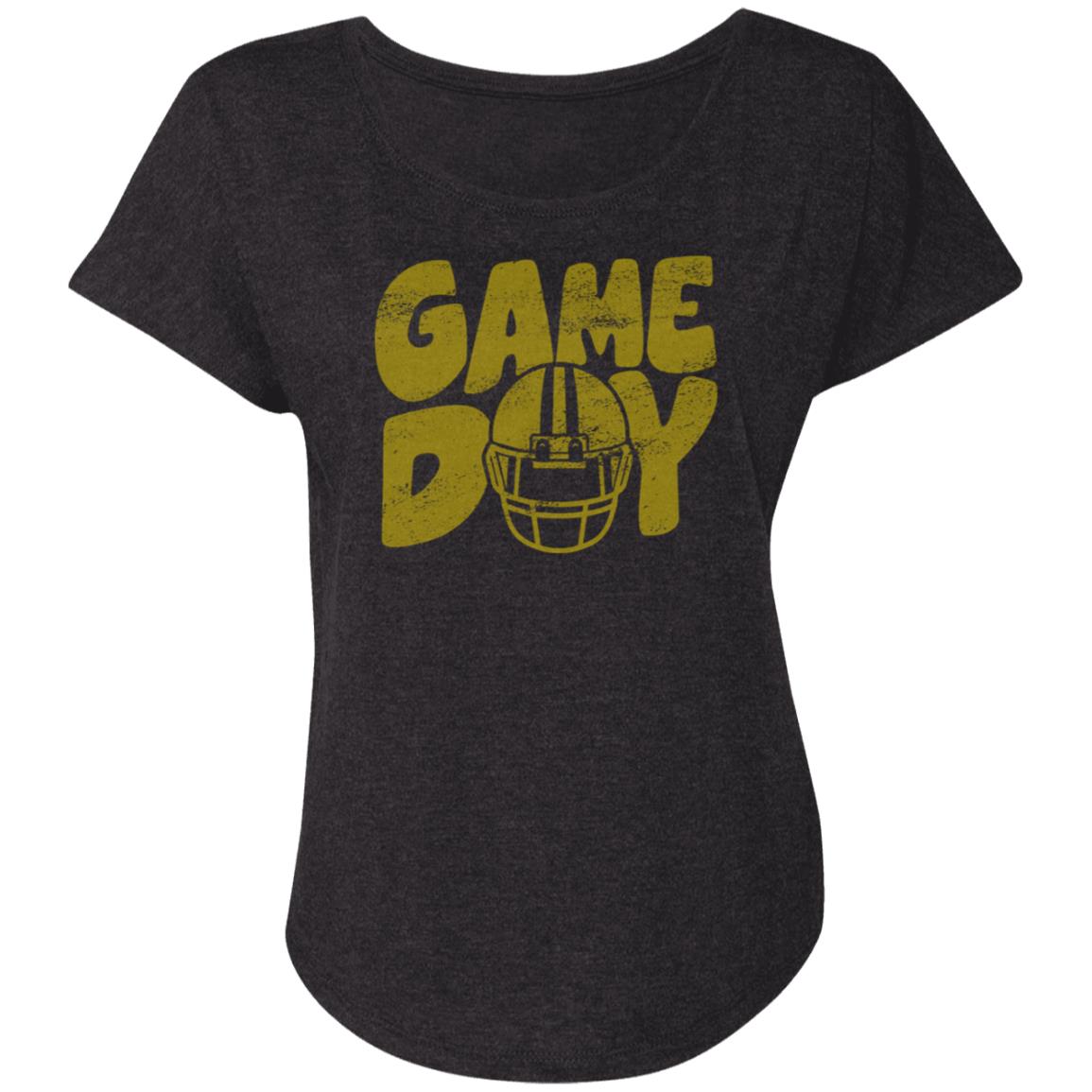 Game Day Helmet Yellow NL6760 Ladies' Triblend Dolman Sleeve