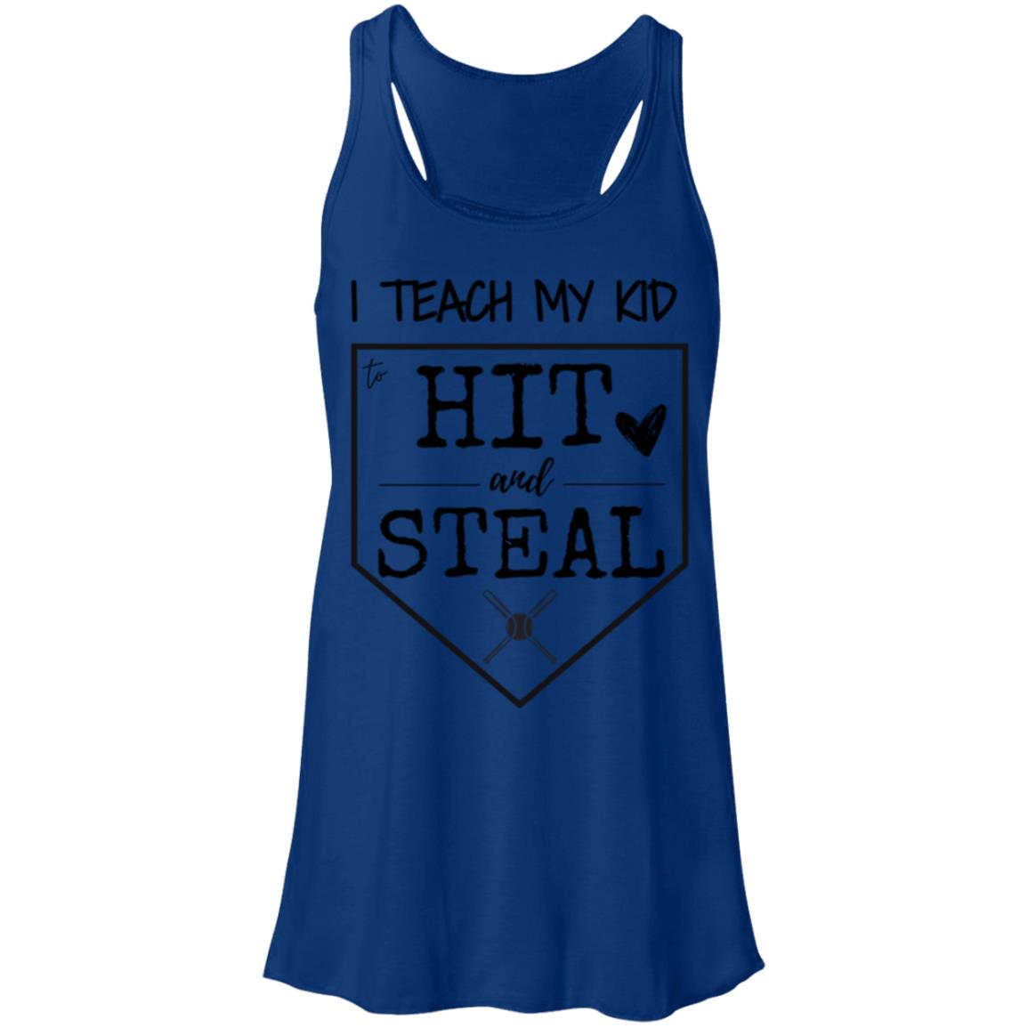 I teach my kid to hit and steal black  B8800 Flowy Racerback Tank