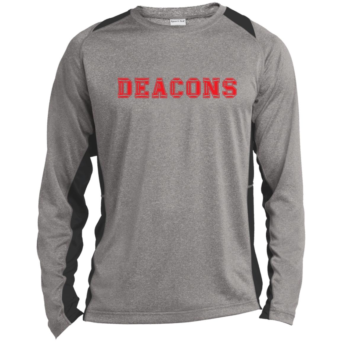 Deacons ST361LS Long Sleeve Heather Colorblock Performance Tee Men's sizes