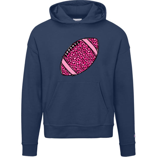 Pink Cheetah football S760 Champion Womens Powerblend Hoodie