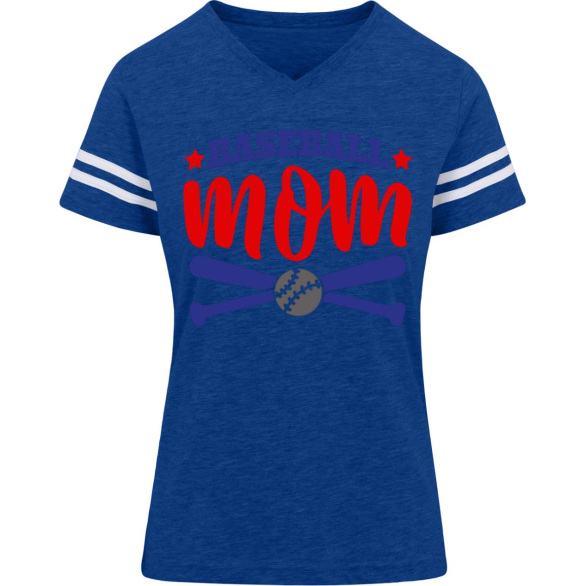 Baseball Mom with Crossed Bats 3537 LAT Womens Football Tee