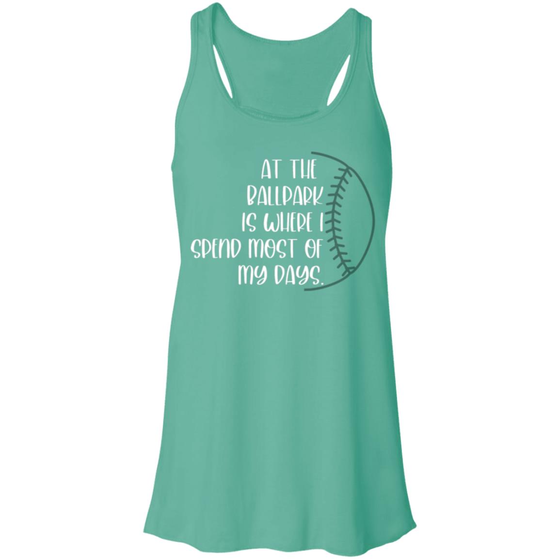 At the Ballpark . . . white B8800 Flowy Racerback Tank