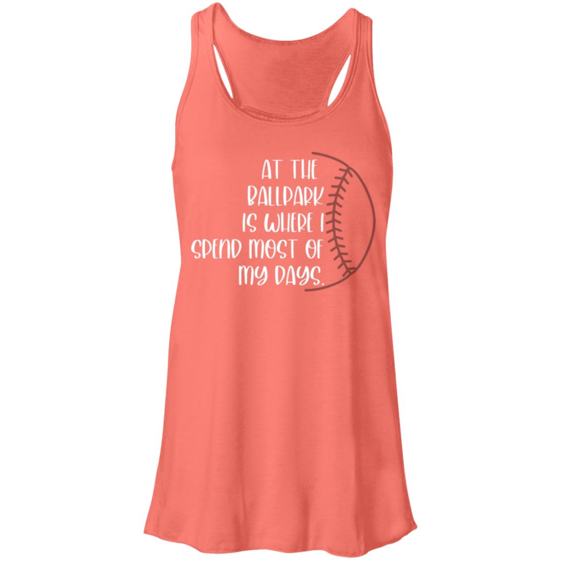 At the Ballpark . . . white B8800 Flowy Racerback Tank