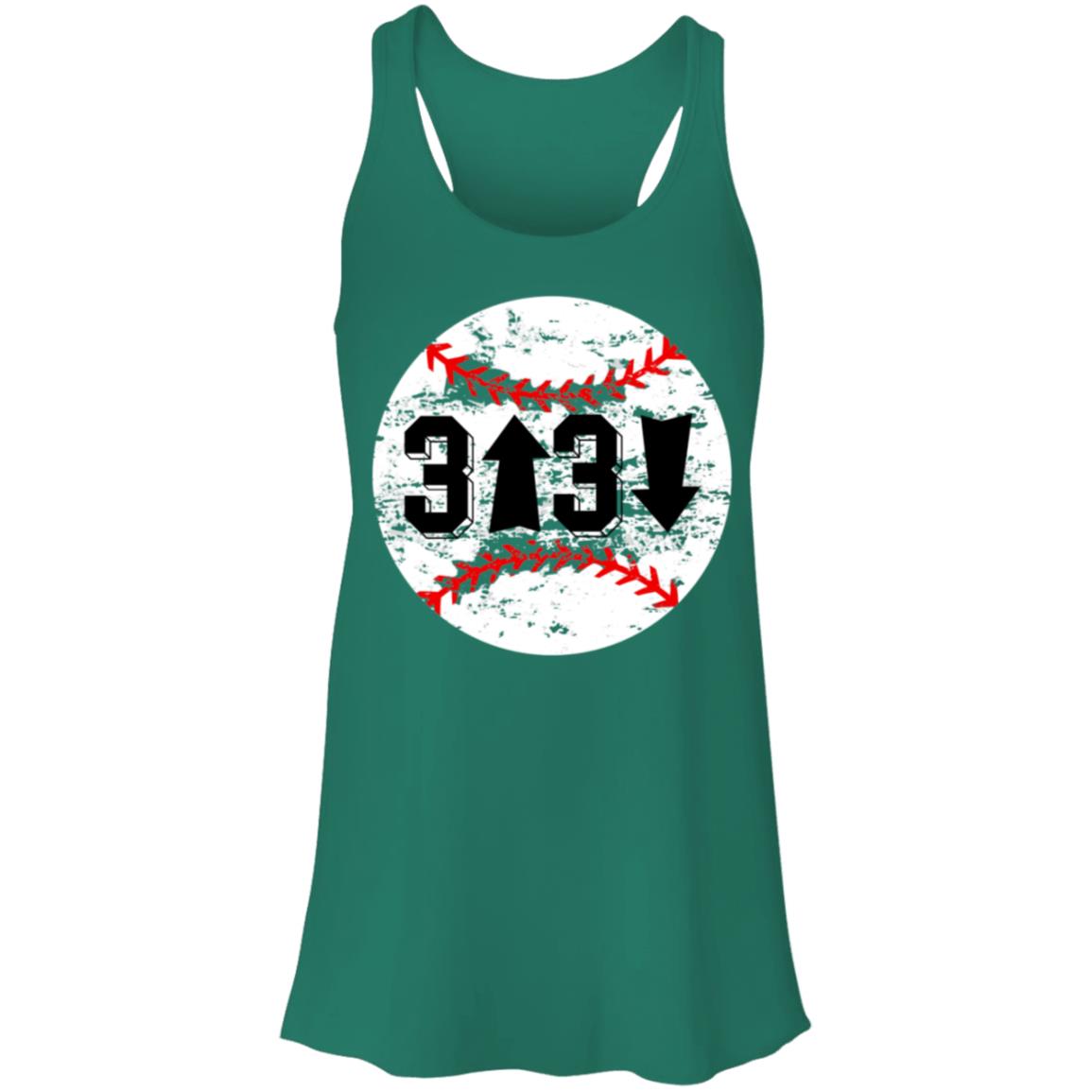 3 up 3 down baseball laces Flowy Racerback Tank