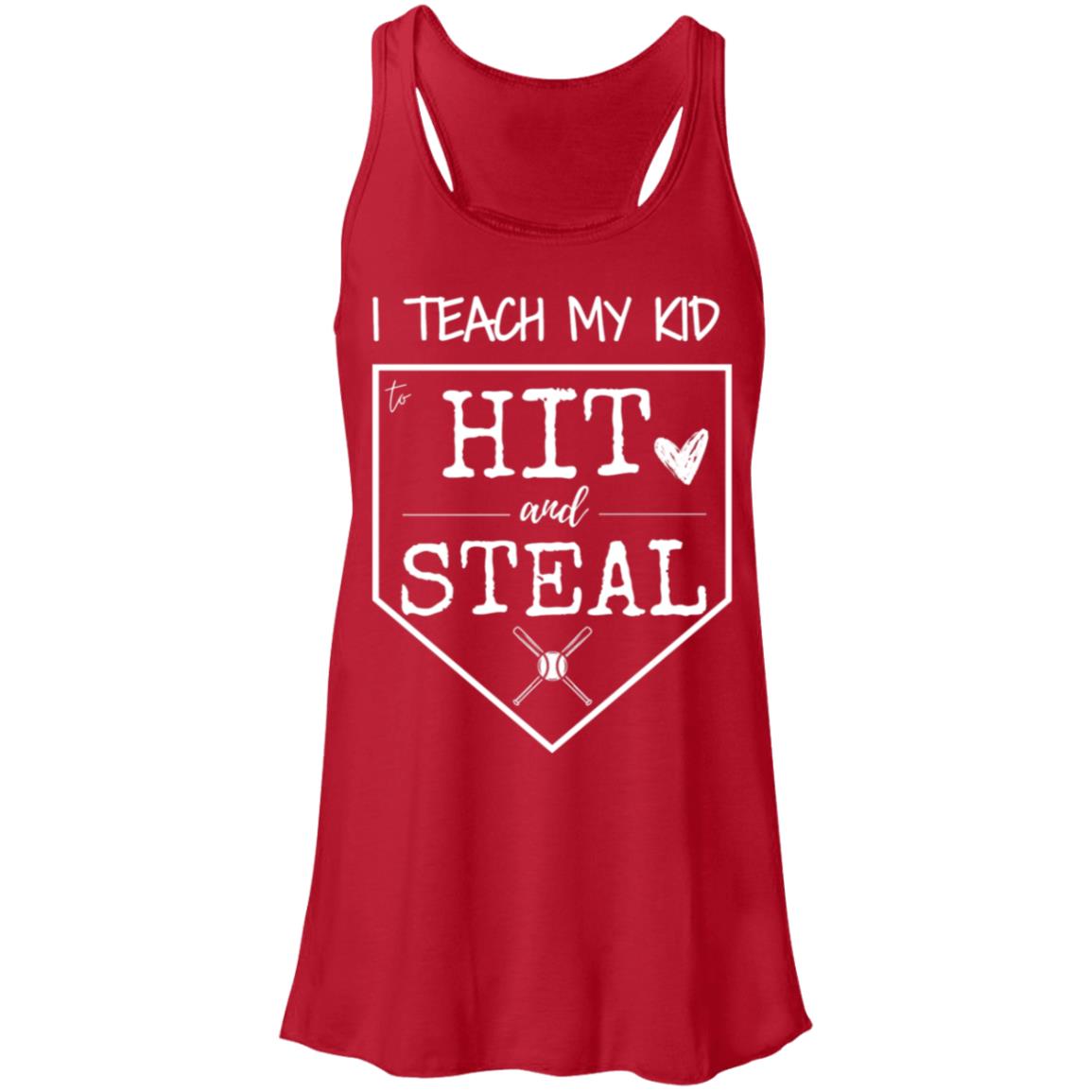 I teach my kid to hit and steal white B8800 Flowy Racerback Tank