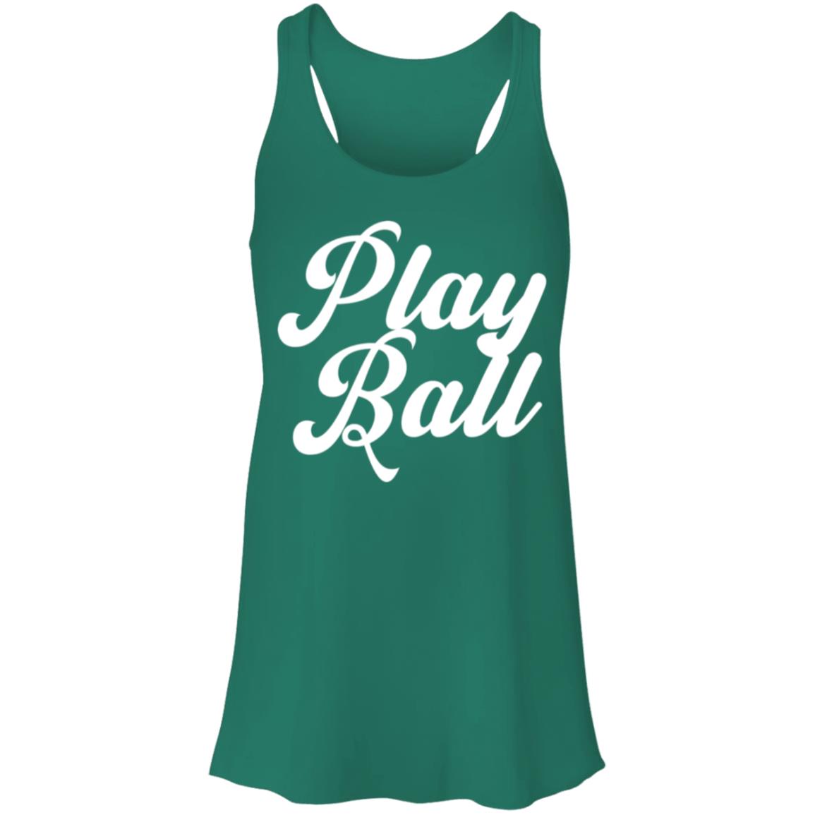 Play  Ball script white B8800 Flowy Racerback Tank