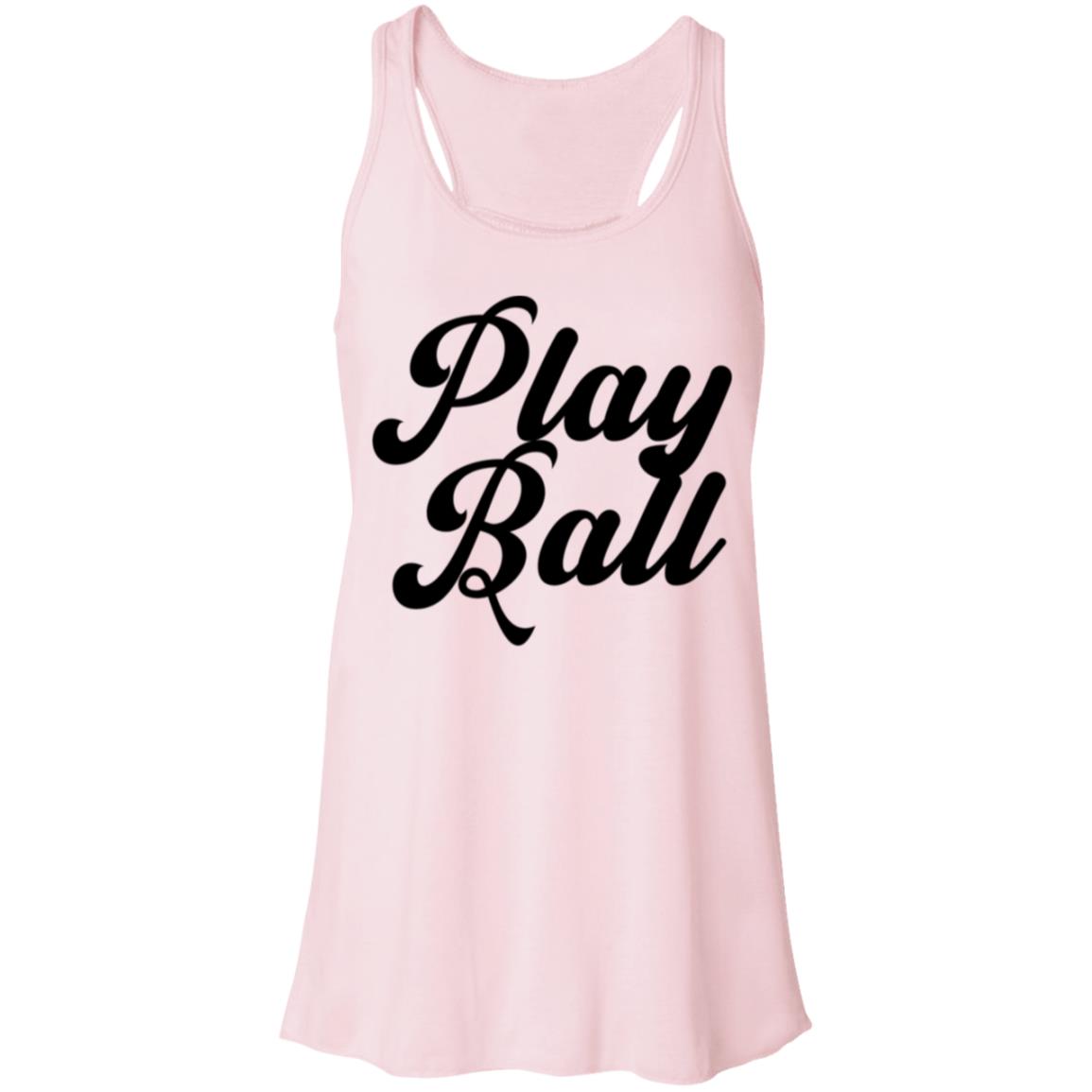 Play Ball Script black B8800 Flowy Racerback Tank