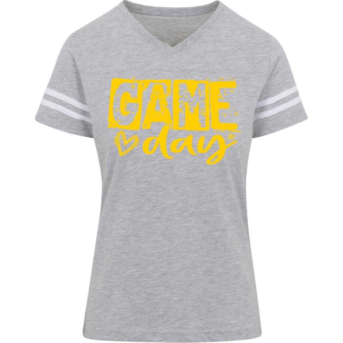 Game Day Grunge Yellow 3537 LAT Womens Football Tee