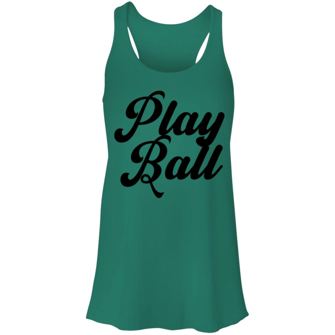 Play Ball Script black B8800 Flowy Racerback Tank