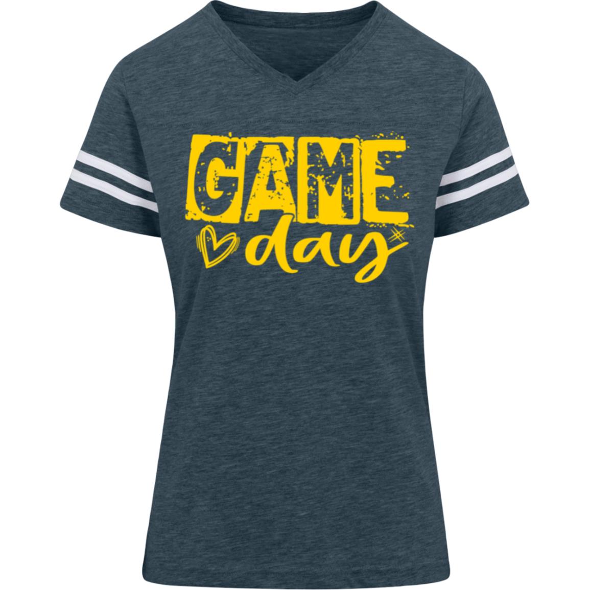 Game Day Grunge Yellow 3537 LAT Womens Football Tee