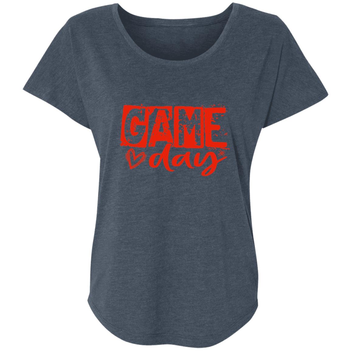 Game Day Grunge Red NL6760 Ladies' Triblend Dolman Sleeve