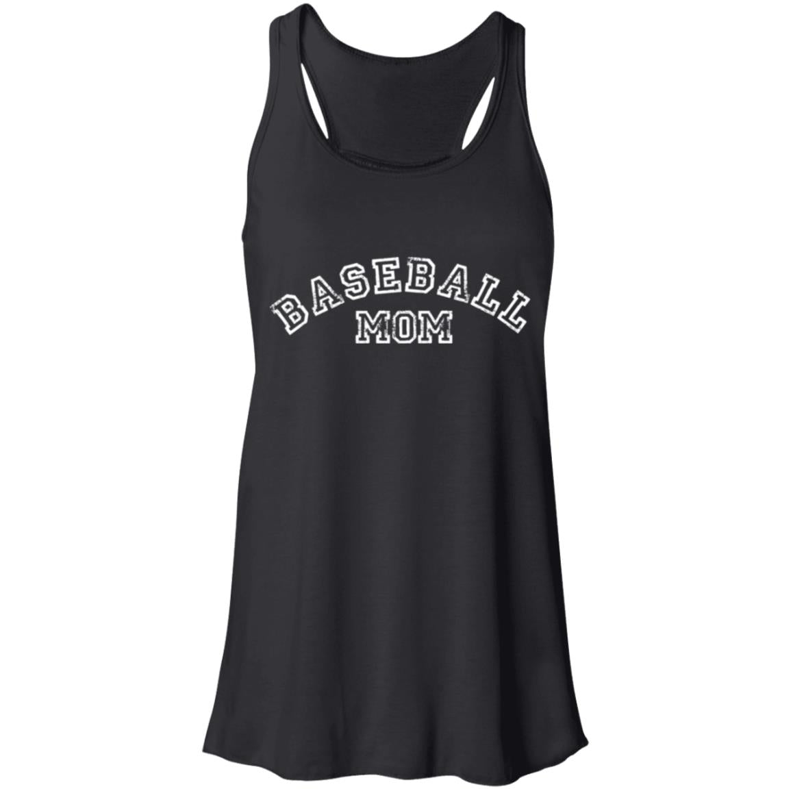 Baseball Mom Curved white B8800 Flowy Racerback Tank