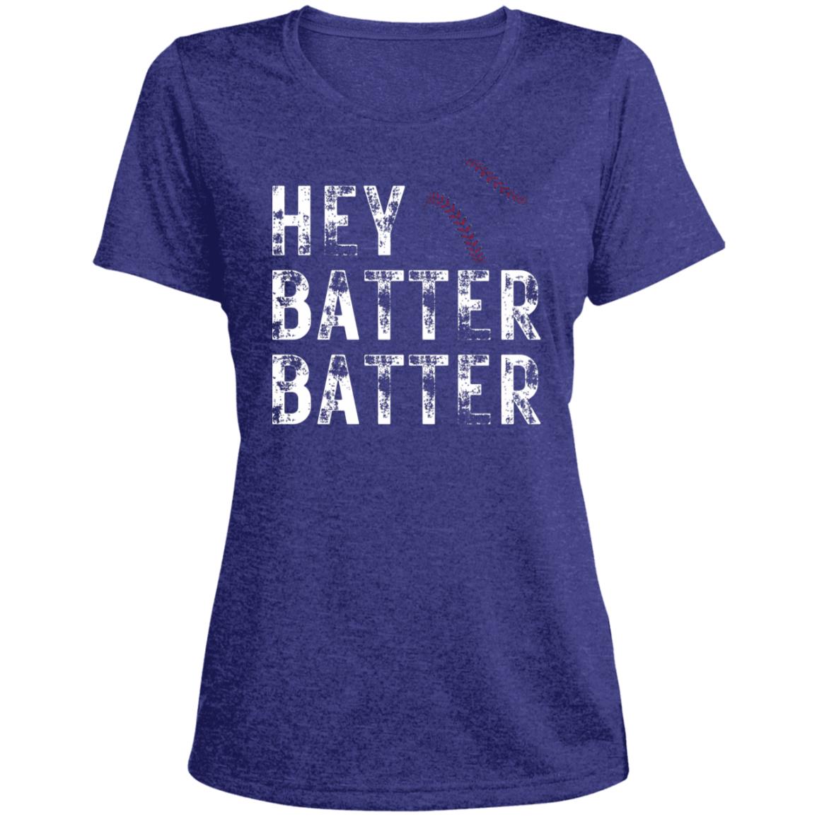 Hey Batter Batter LST360 Ladies' Heather Scoop Neck Performance Tee