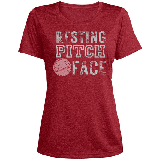 Resting Pitch Face LST360 Ladies' Heather Scoop Neck Performance Tee