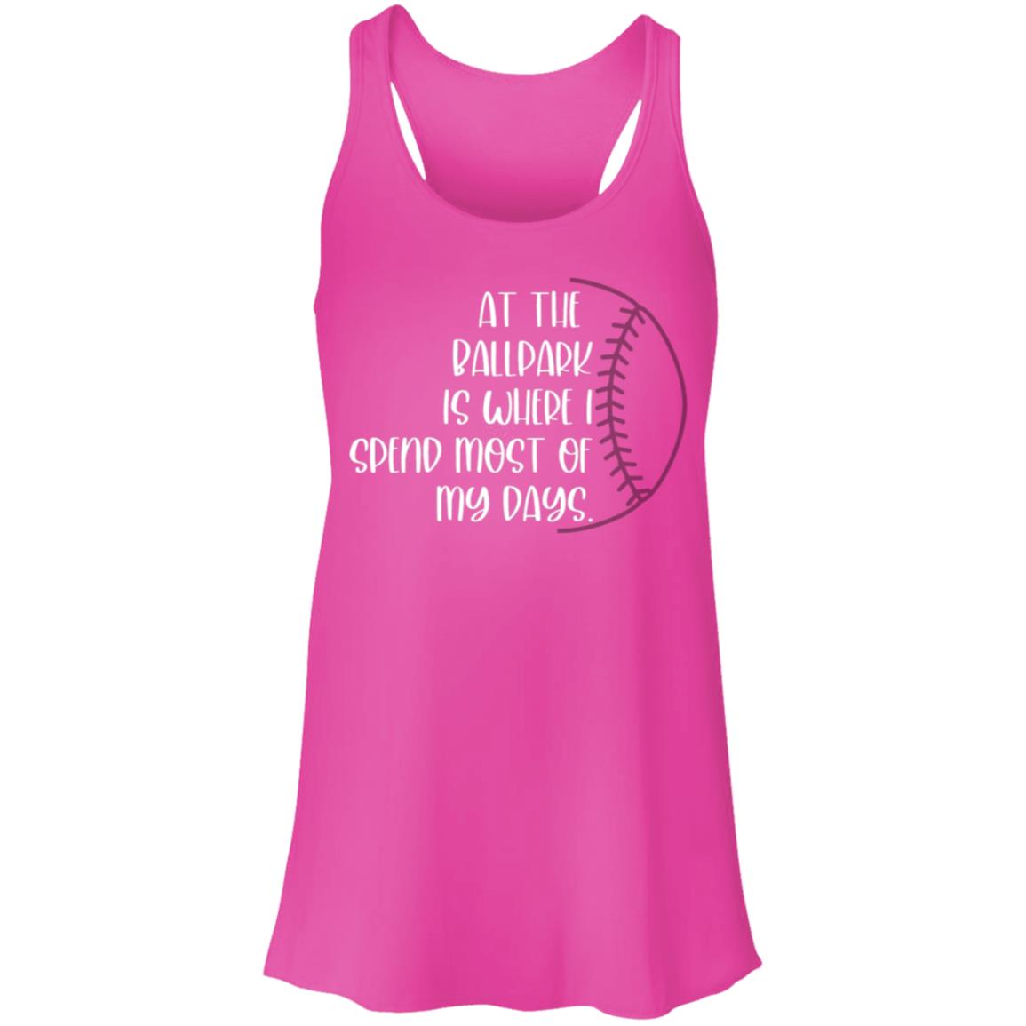 At the Ballpark . . . white B8800 Flowy Racerback Tank