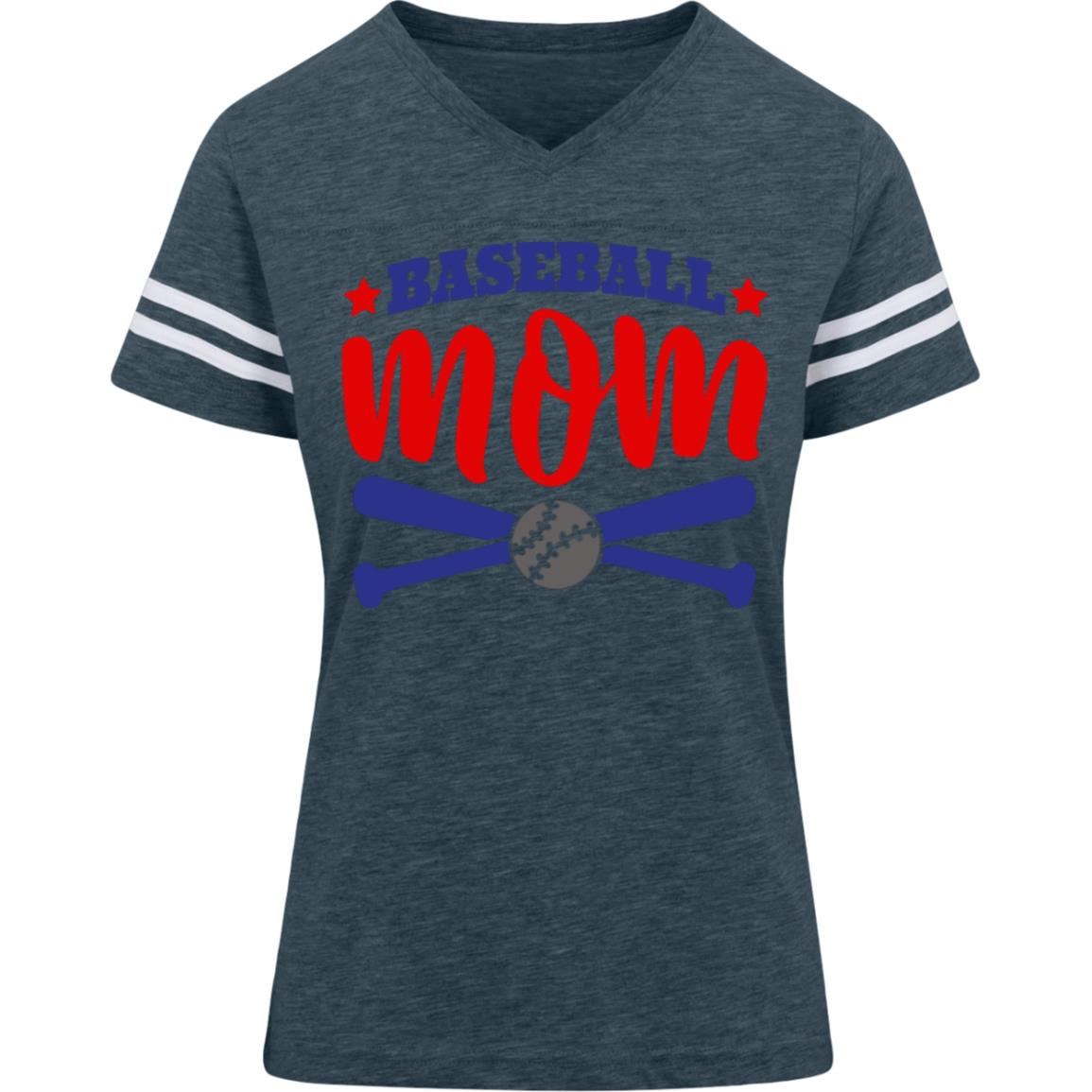 Baseball Mom with Crossed Bats 3537 LAT Womens Football Tee