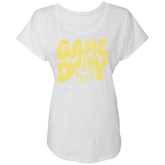 Game Day Helmet Yellow NL6760 Ladies' Triblend Dolman Sleeve