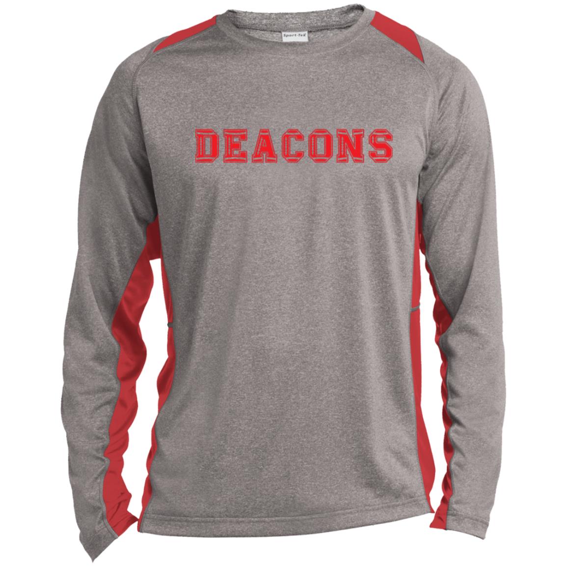 Deacons ST361LS Long Sleeve Heather Colorblock Performance Tee Men's sizes