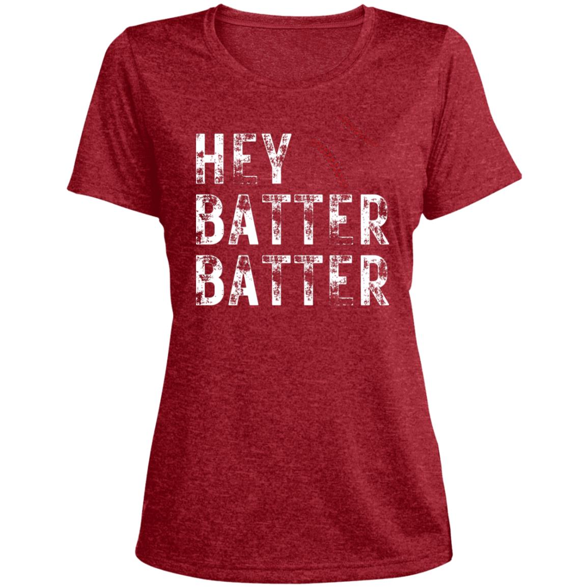 Hey Batter Batter LST360 Ladies' Heather Scoop Neck Performance Tee