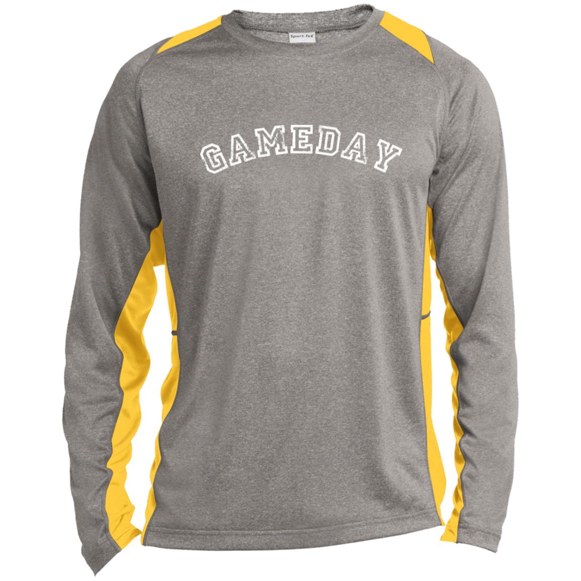 Game Day ST361LS Long Sleeve Heather Colorblock Performance Tee Men's sizes