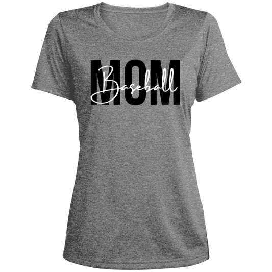 Baseball Mom script  LST360 Ladies' Heather Scoop Neck Performance Tee