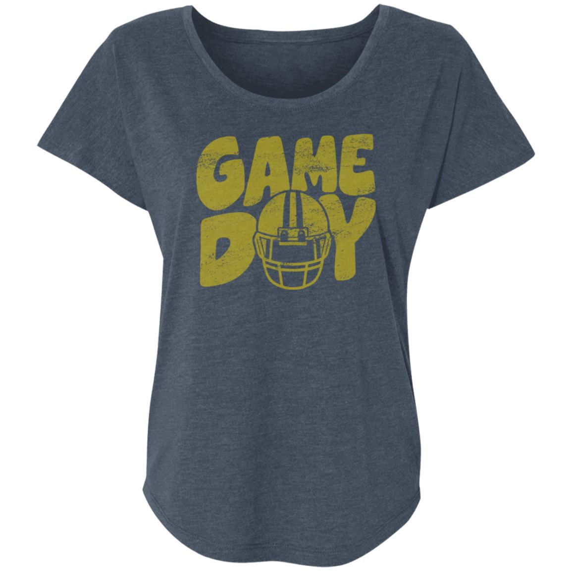 Game Day Helmet Yellow NL6760 Ladies' Triblend Dolman Sleeve