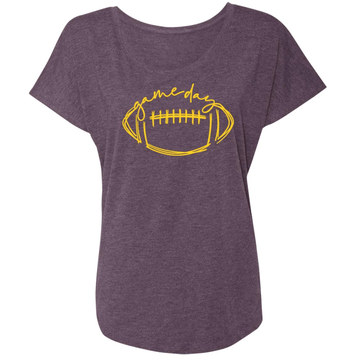 Game Day Football Yellow NL6760 Ladies' Triblend Dolman Sleeve