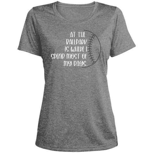 At the ballpark . . . LST360 Ladies' Heather Scoop Neck Performance Tee