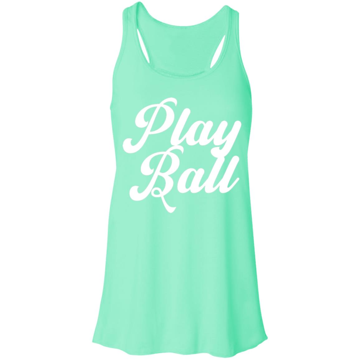 Play  Ball script white B8800 Flowy Racerback Tank