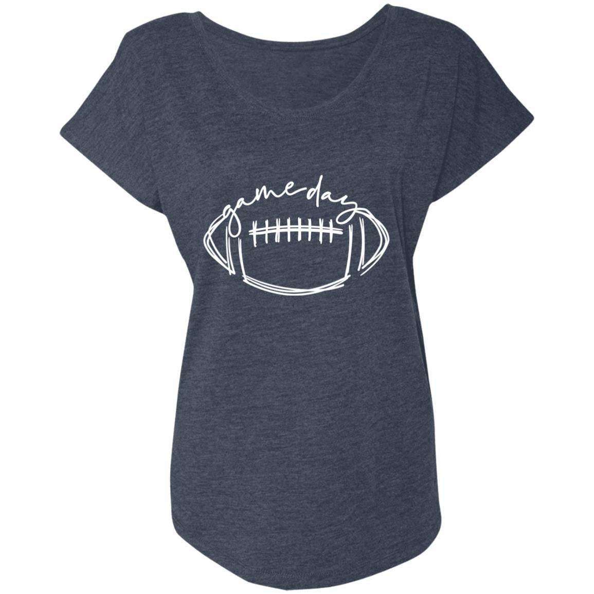 Game Day White Football NL6760 Ladies' Triblend Dolman Sleeve