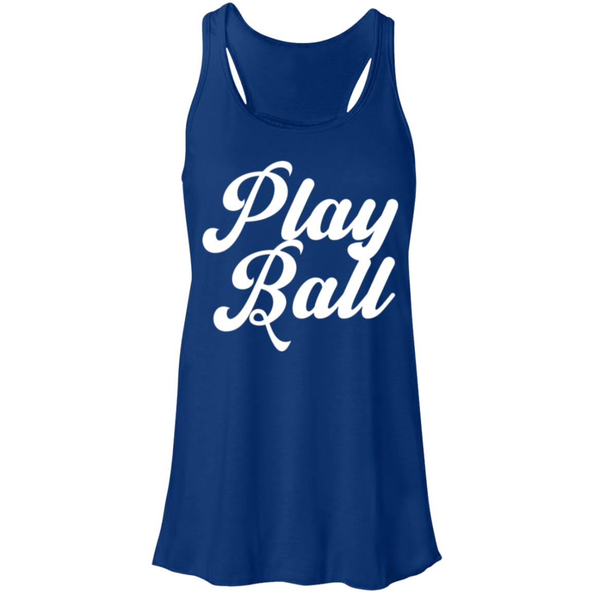 Play  Ball script white B8800 Flowy Racerback Tank