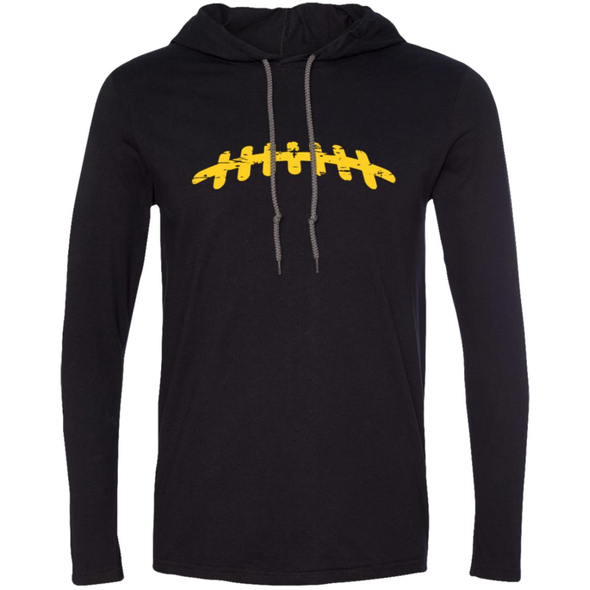 Football Laces Yellow 987 Gildan LS T-Shirt Hoodie