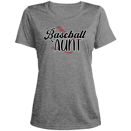 Baseball Aunt LST360 Ladies' Heather Scoop Neck Performance Tee