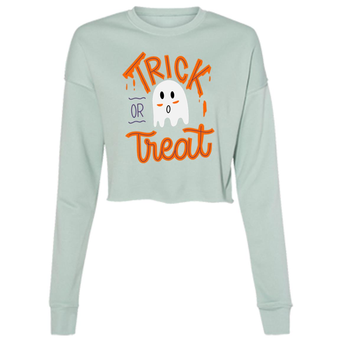 Trick or Treat Ghost B7503 Ladies' Cropped Fleece Crew
