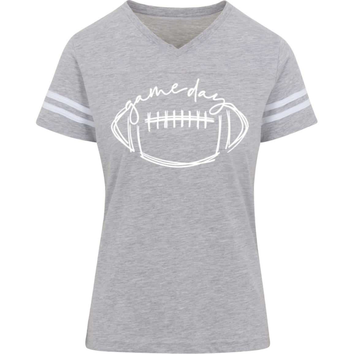 Game Day White Football 3537 LAT Womens Football Tee