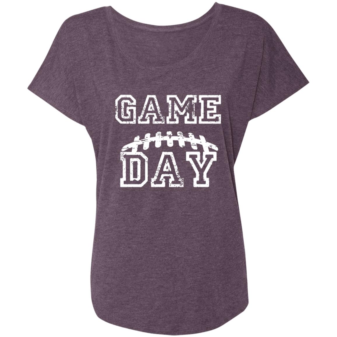 Game Day Football Laces NL6760 Ladies' Triblend Dolman Sleeve