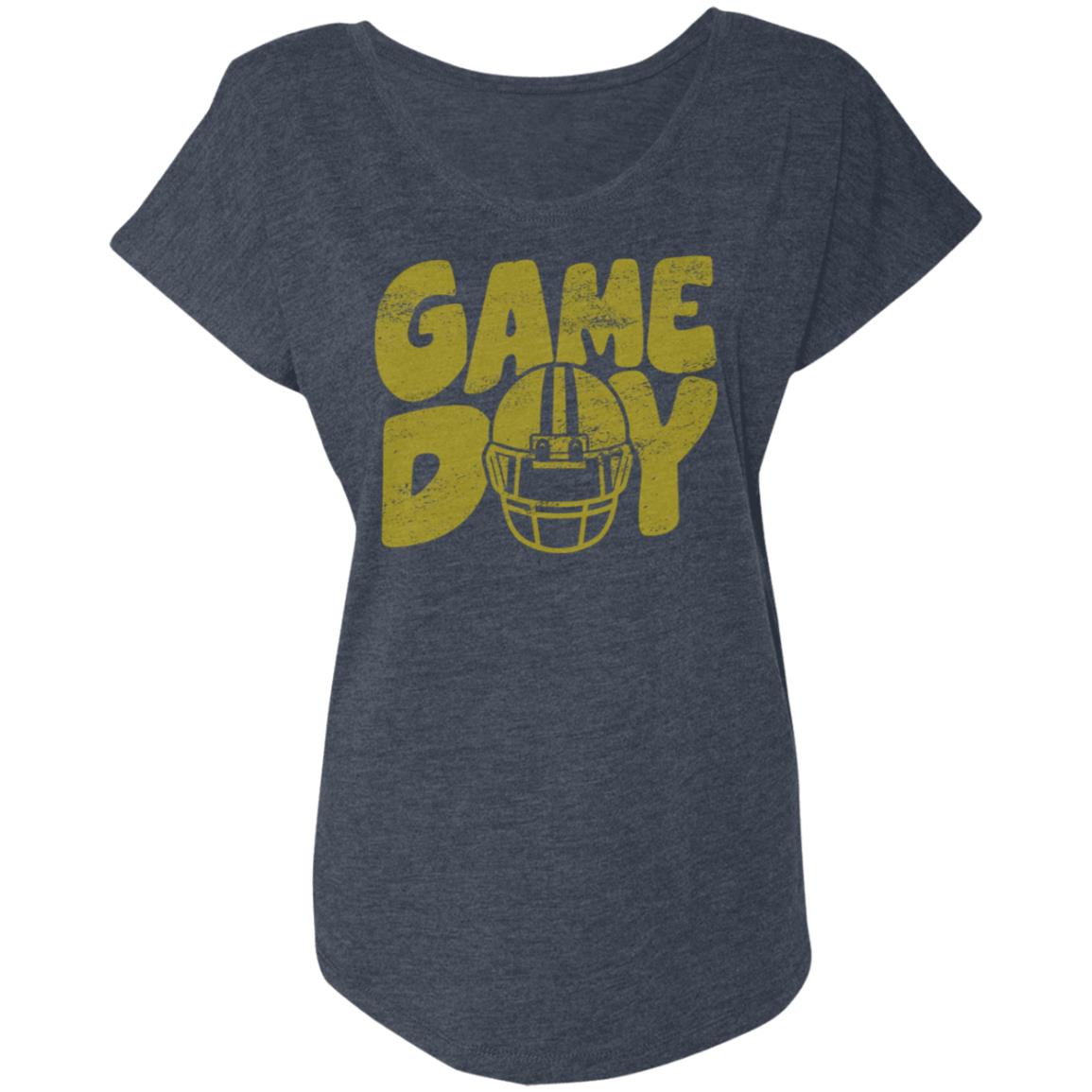 Game Day Helmet Yellow NL6760 Ladies' Triblend Dolman Sleeve