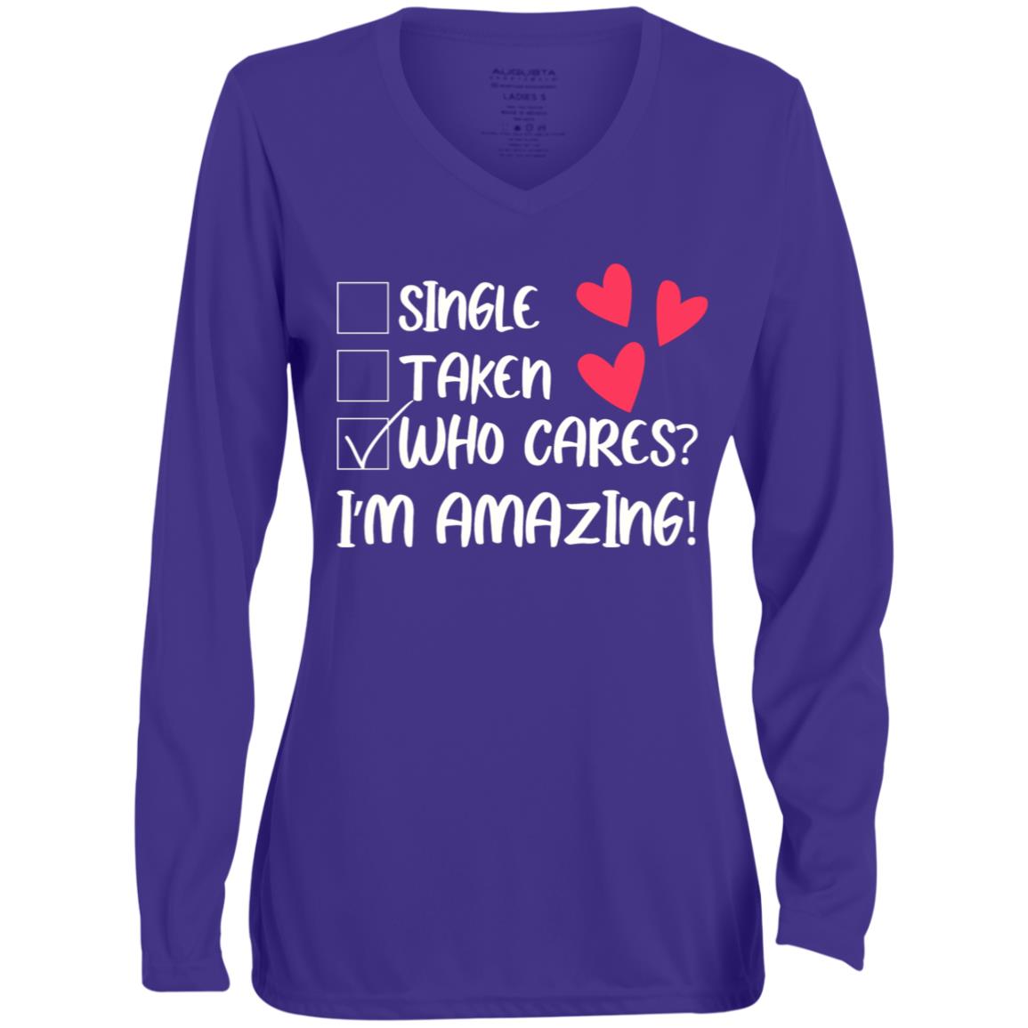 I'm Amazing Ladies' Moisture-Wicking Long Sleeve V-Neck Tee