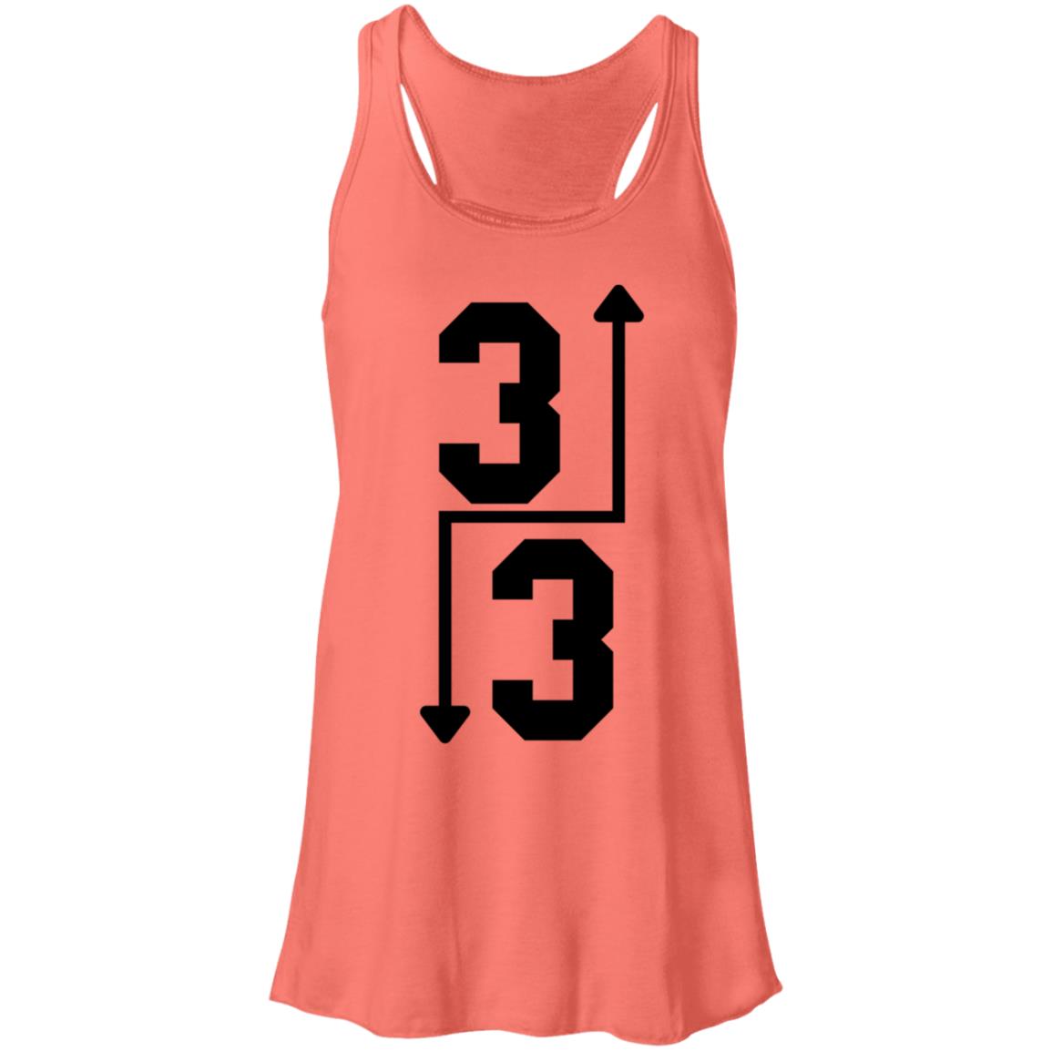 3 Up 3 Down continuous arrow black B8800 Flowy Racerback Tank